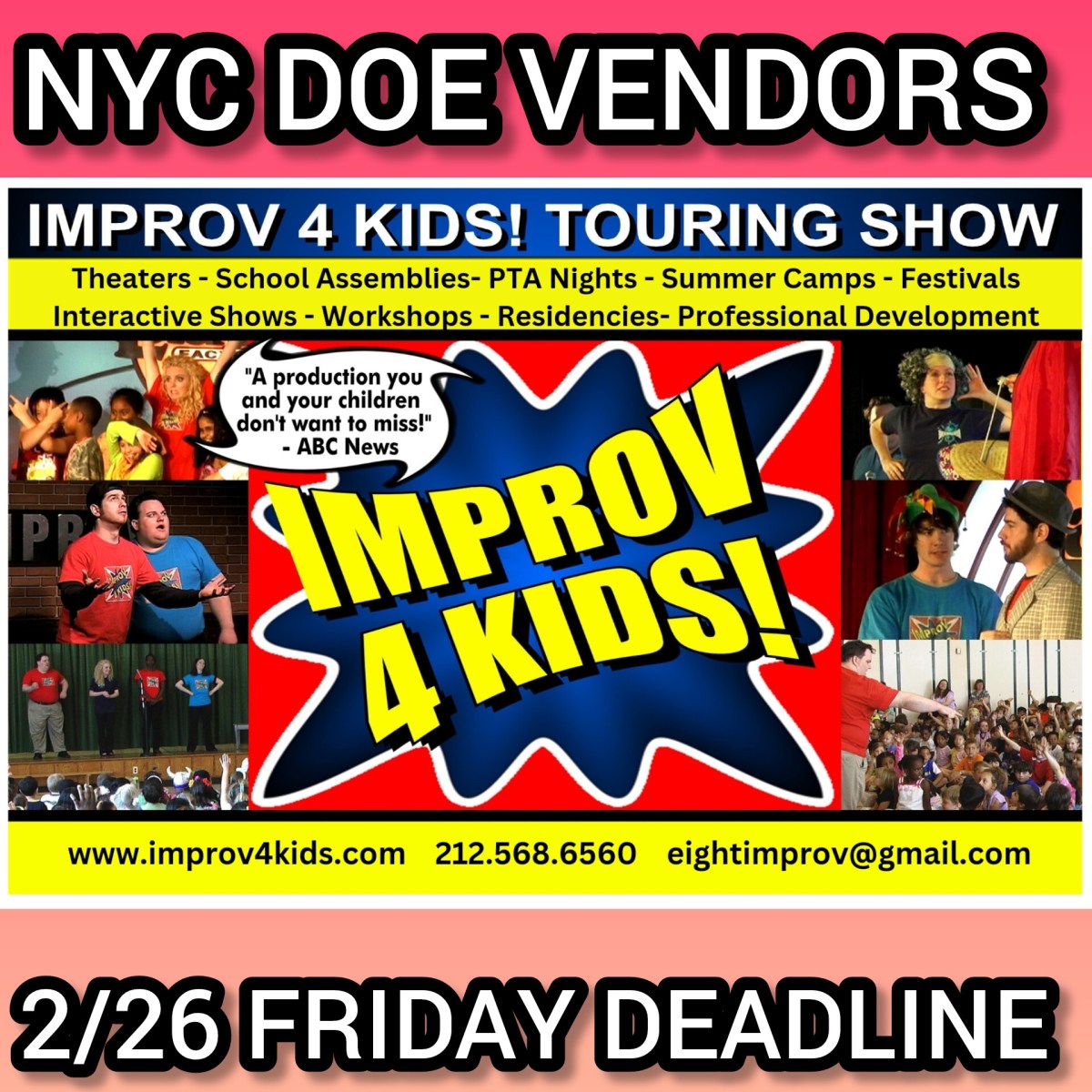 NYC DOE VENDORS Friday February 16 Deadline for 2/16 Contracts